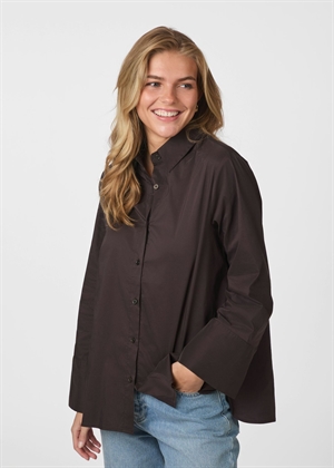 Dita poplin skjorte Chocolate Brown Neo Noir 